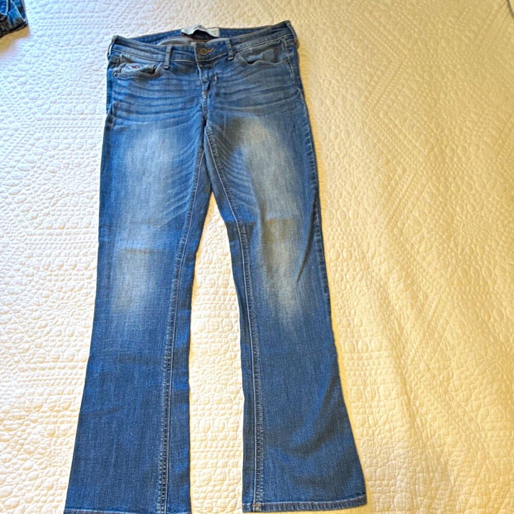 Hollister Bootcut Jeans Women’s 27 Blue Solid Denim 5-Pocket Button Zip